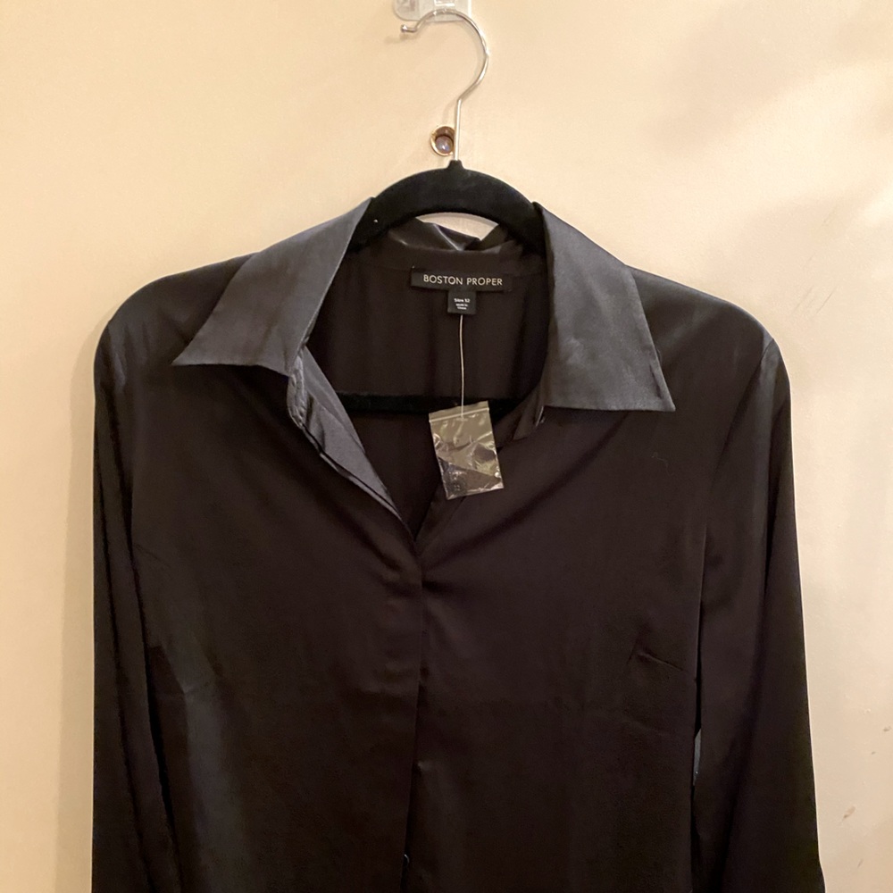 BOSTON PROPER BLACK BLOUSE SZ 12. NWOT